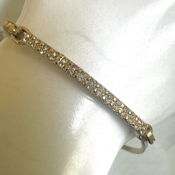 Gold tone rhinestone bangle bracelet - Picture 4 of 5